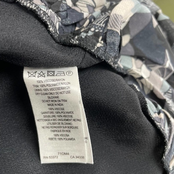 French Connection Black Gray Feather Print Retro Fit & Flare Dress 8 - Picture 11 of 11